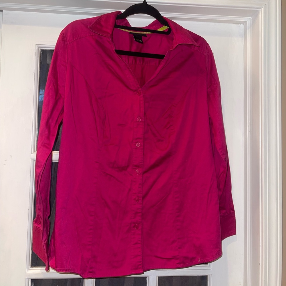 Lane Bryant Fuchsia button down top blouse shirt woman’s size 18